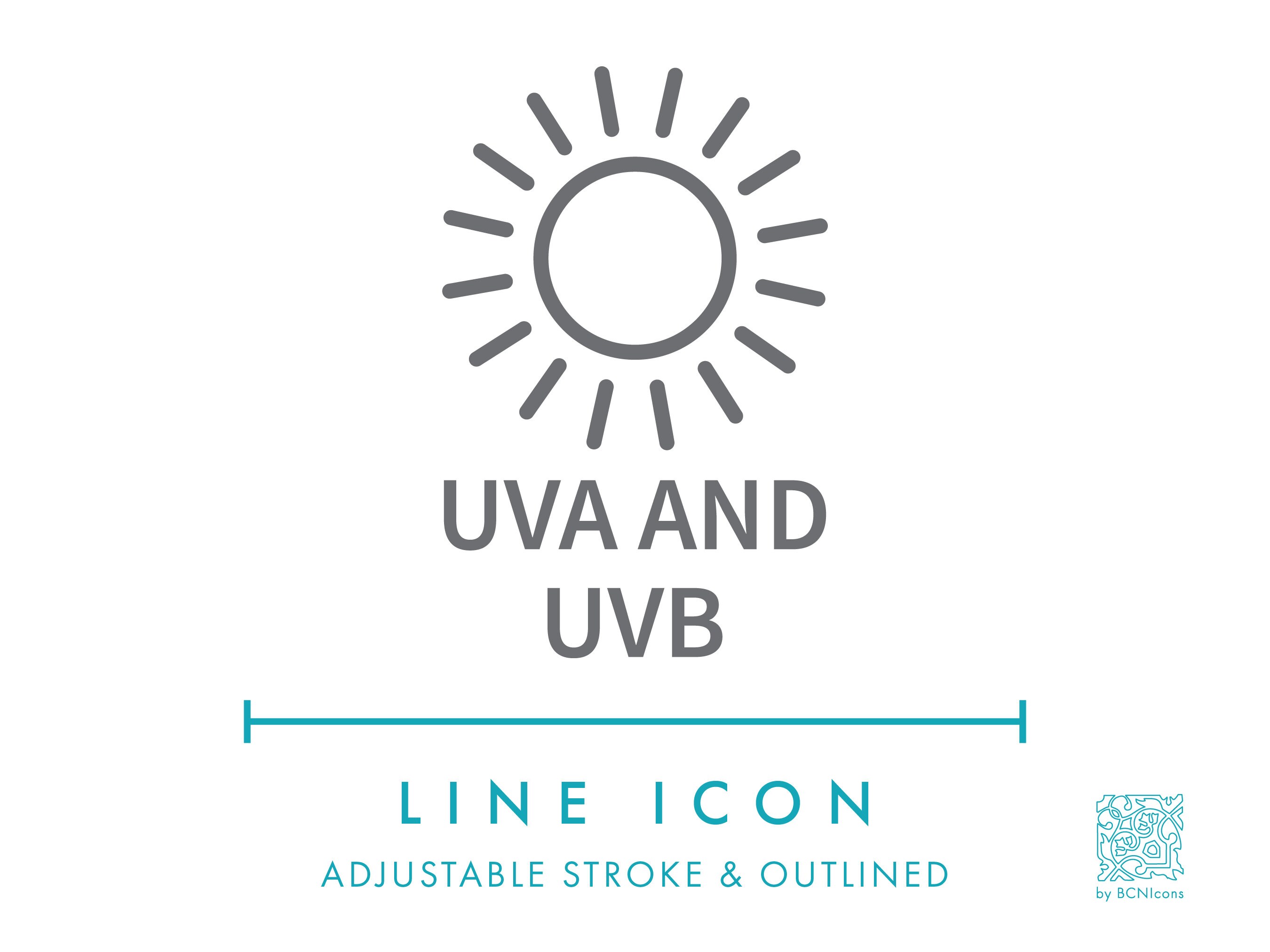 UVA and UVB Line Icon SVG, Minimalist Sun Protection Natural Cosmetics ...