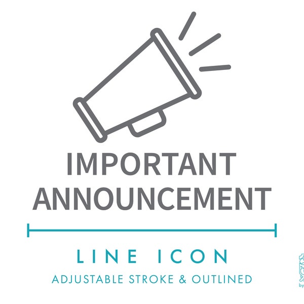 Important Announcement Ecommerce Line Icon SVG, Minimalist Business Promotion Badge Icon PNG, Launch Sale Online Store Logo Vector Symbol