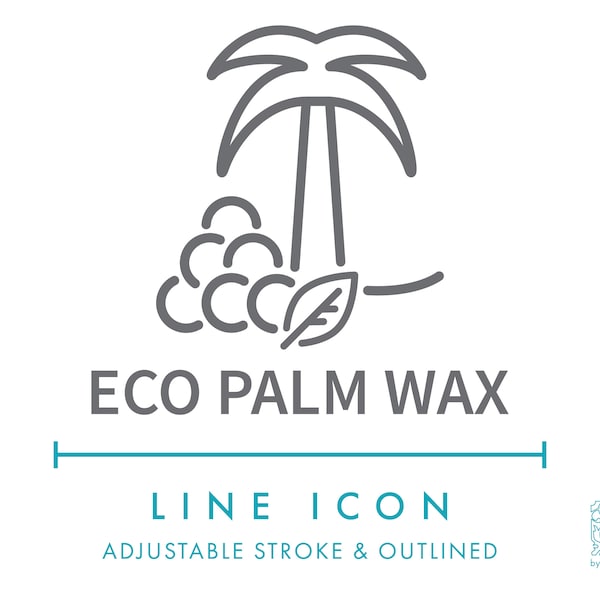 Eco Palm Wax Candle Making Line Icon SVG, Eco Friendly Vegan Wax Candle Packaging Clipart PNG, Natural Organic Plant Candle Symbol Vector