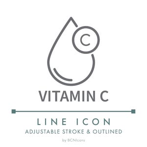 Vitamin C Line Icon SVG, Minimalist Ascorbic Acid Source Antioxidants Food Symbol PNG, Nutritional Label Ingredients Vector Logo