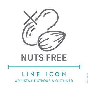 Icono de línea gratuita de frutos secos (SVG), icono minimalista de envase de alérgenos alimentarios (PNG), símbolo de ingredientes de cacahuete para alergias nutricionales (icono vectorial editable)