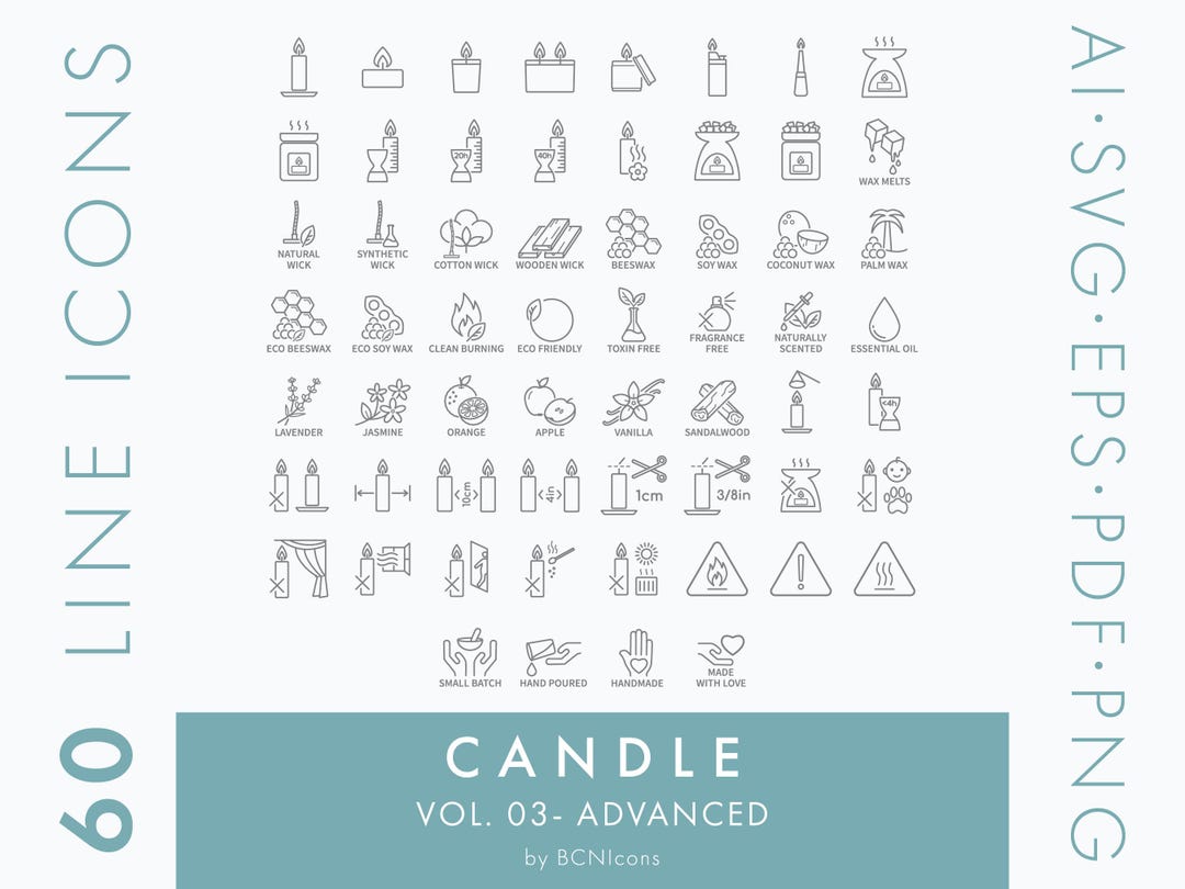 Candle Making Symbols Vol. 03 Advanced Pack Line Icons SVG, Minimalist ...