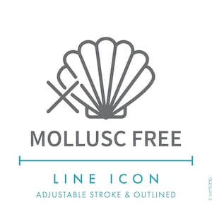 Icône de ligne gratuite de mollusques SVG, icône minimaliste de symbole gratuit d'allergènes alimentaires de fruits de mer, icône vectorielle éditable d'ingrédients d'allergie nutritionnelle de poisson
