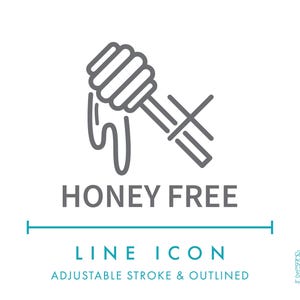 Icône de ligne gratuite miel SVG, icône minimaliste de symbole sans allergènes alimentaires PNG, icône vectorielle éditable sans ingrédients allergènes nutritionnelles au miel