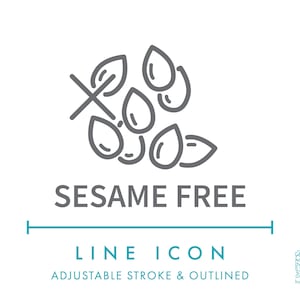 Icône de ligne gratuite de sésame SVG, allergènes alimentaires minimalistes Icône de symbole gratuite de graines de sésame, icône vectorielle éditable d'ingrédients d'allergie nutritionnelle