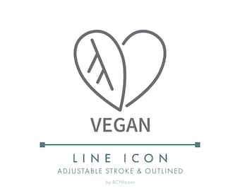 Vegan Line Icon SVG, Minimalist Plant Based Natural Food & Cosmetics Packaging Logo PNG, Vegetarian Ingredients Product Vector Symbol