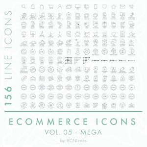 Ecommerce Symbols Vol. 05 Mega Icon Pack SVG, Minimalist Online Shop Website Line Icon Bundle png, Online Store Business Vector Symbols