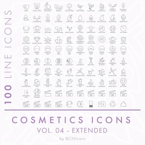 Cosmetics Packaging Symbols Vol. 04 EXTENDED PACK Line Icons SVG, Minimalist Beauty Product Icon Bundle png, Skincare Vector Symbols Set