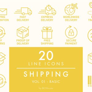 BASIC PACK: Shipping Symbols Vol. 01 Outline Icon Set SVG, Minimalist Logistics Clip Art Bundle, Package & Tracking Business Vector Icons
