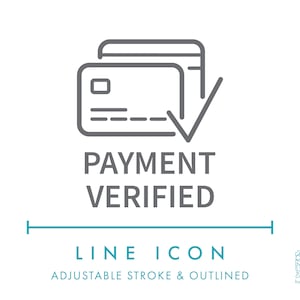 Icône de ligne de commerce électronique vérifié de paiement SVG, icône de méthode de paiement par carte de crédit de boutique en ligne PNG, logo de site Web de commande de boutique en ligne de passerelle de paiement