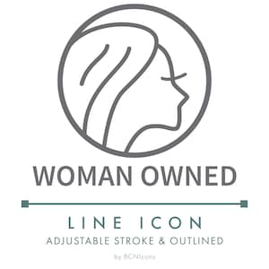 Woman Owned Business Line Icon SVG, Minimalist Feminine Small Business Packaging Logo PNG, Ethical Handmade Product Vector Symbol image 1