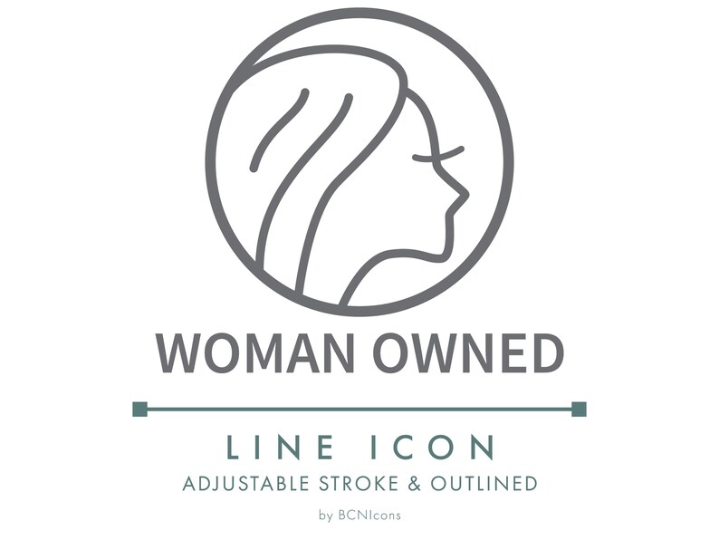 Woman Owned Business Line Icon SVG, Minimalist Feminine Small Business Packaging Logo PNG, Ethical Handmade Product Vector Symbol image 1