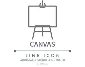 Canvas Line Icon SVG, Wall Art Print Product Ecommerce Symbol PNG, Picture Craft Web Icon, Painting Website Vector Logo