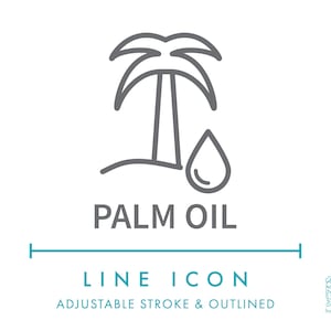 Icône de ligne d'huile de palme SVG, icône d'emballage d'huile végétale pour produits alimentaires et cosmétiques naturels PNG, symbole de vecteur de produit d'huile végétale