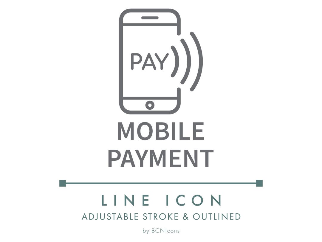 Mobile Payment Contactless Ecommerce Line Icon SVG, Minimalist App ...