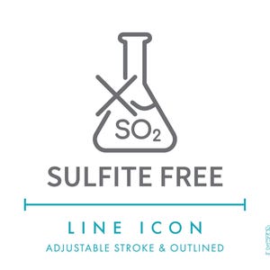Icône de ligne sans sulfites SVG, allergènes alimentaires minimalistes sans icône de symbole de sulfites, icône vectorielle éditable d'ingrédients d'allergie nutritionnelle