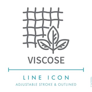 Icono de línea de material de fibra viscosa SVG, icono textil reciclado natural minimalista PNG, símbolo vectorial de categoría de hilo de composición de tela vegetal