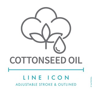 Icono de línea de aceite de semilla de algodón SVG, icono de alimentos y cosméticos naturales de aceite vegetal PNG, símbolo vectorial de producto saludable orgánico de aceite vegetal
