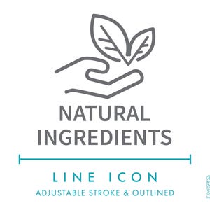 Icône de ligne d'ingrédients naturels SVG, icône d'étiquette minimaliste d'aliments et de boissons naturels PNG, symbole de vecteur de produit corporel cosmétique végétal biologique