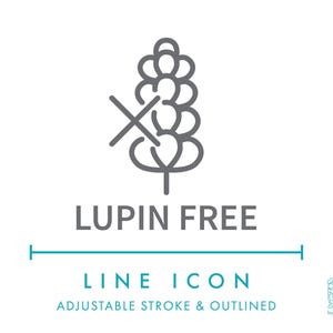 Icône de ligne gratuite lupin SVG, icône minimaliste de symbole sans allergènes alimentaires PNG, icône vectorielle éditable sans ingrédients allergènes nutritionnelles au lupin