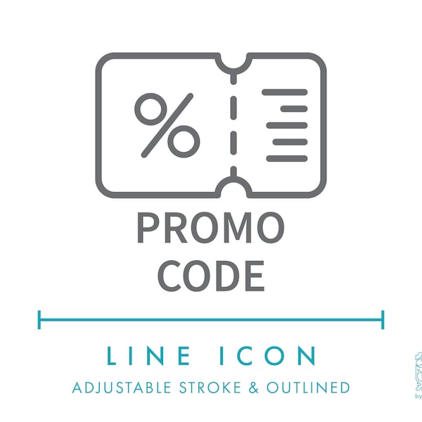 Promo Code Ecommerce Line Icon SVG, Minimalist Shop Coupon Code Icon PNG, Discount Sale Online Store Logo Symbol Vector Icon