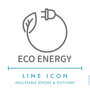 Icono de línea de energía ecológica SVG, icono de energía verde ecológica PNG, icono vectorial de símbolo de energía renovable sostenible