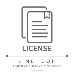 Lizenz E-Kommerz-Linie Symbol SVG, minimalistisches Statement-Dokumentensymbol PNG, digitales Produkt legales Papier Gliederung Website Button Vektor-Logo