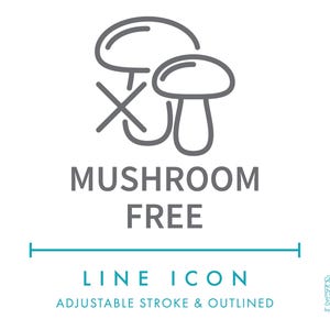 Icône de ligne gratuite de champignons SVG, icône de symbole minimaliste sans allergènes alimentaires, icône vectorielle éditable sans ingrédients pour les allergies nutritionnelles aux champignons