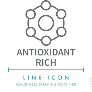 Icône de ligne riche en antioxydants SVG, symbole alimentaire minimaliste en oméga élevé PNG, étiquette nutritionnelle ingrédients logo vectoriel