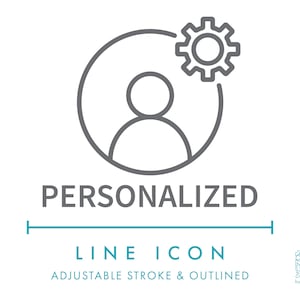 Icono de línea personalizado SVG, minimalista hecho a medida único icono de embalaje empresarial hecho a mano PNG, icono de vector de símbolo de producto personalizado