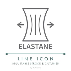 Elastane Fiber Material Line Icon SVG, Minimalist Synthetic Stretch Textile Logo PNG, Fabric Composition Yarn Type Category Vector Symbol