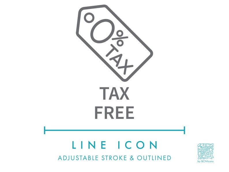 Tax Free Line Icon SVG Minimalist Online Store Etsy