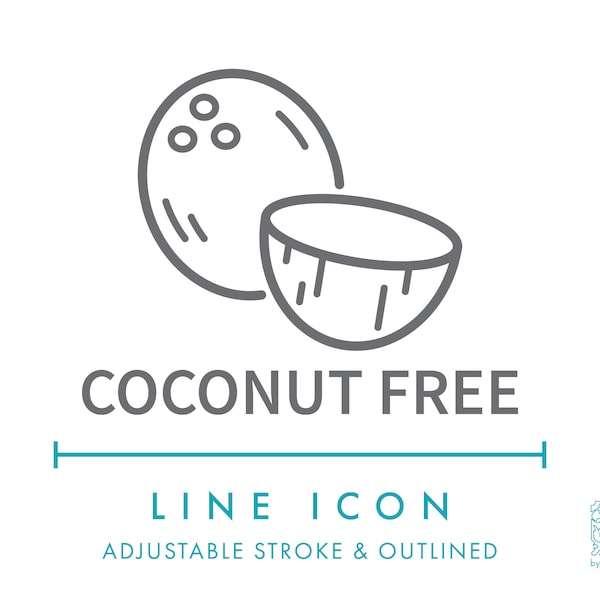 Coconut Free Line Icon SVG, Minimalist Nut Food Allergens Packaging Icon PNG, Nutritional Coconut Allergy Ingredients Symbol Vector Icon