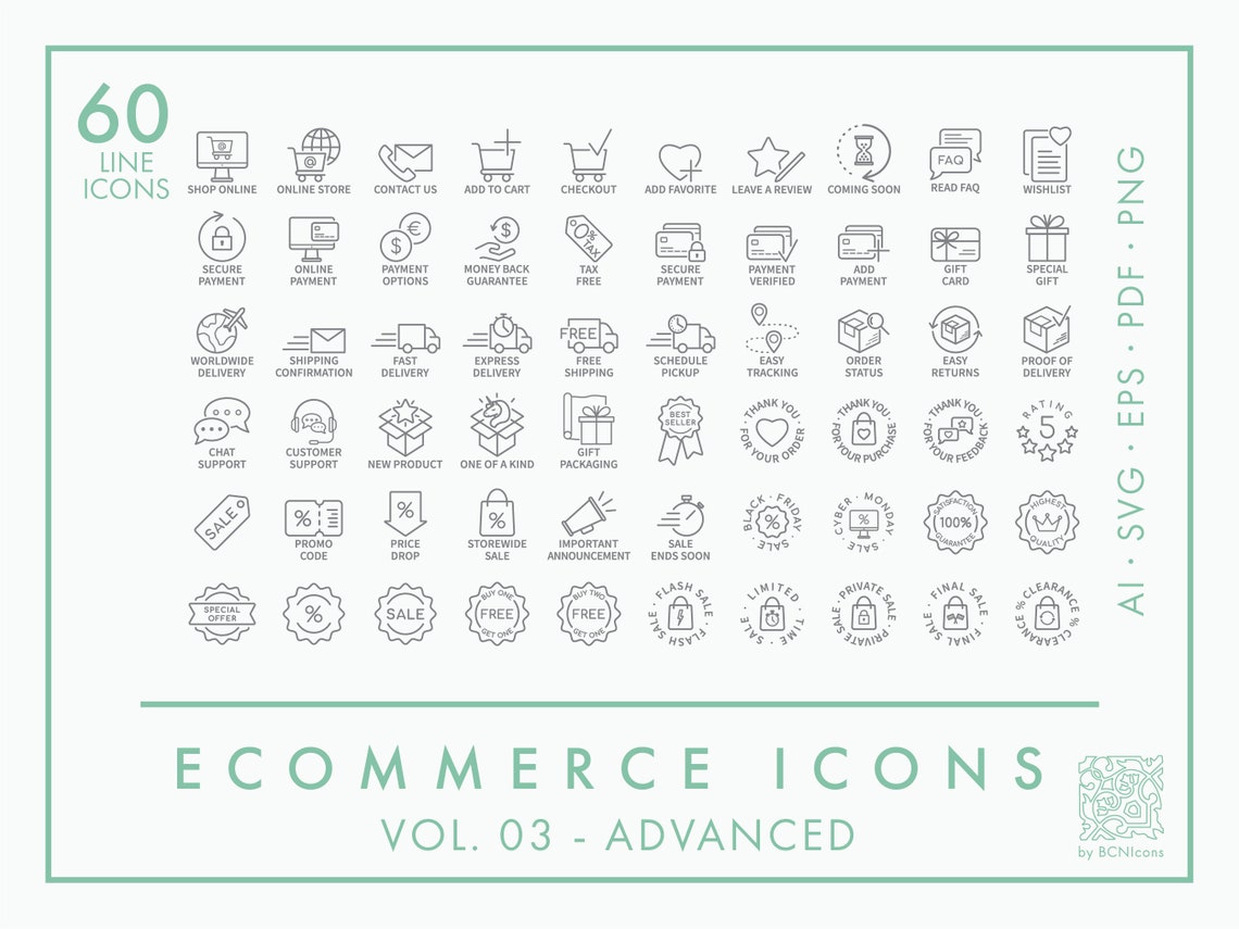 ADVANCED PACK: Ecommerce Symbols Vol. 03 Icon Pack SVG - Etsy