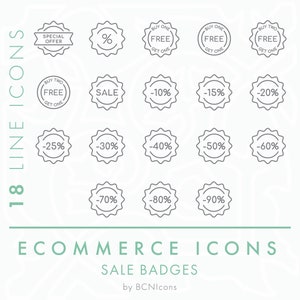 Sale Badges Ecommerce Symbols Icon Pack SVG, Minimalist Shop Discount Logos Line Icon Bundle png, Online Store Promotion Special Offer Icons