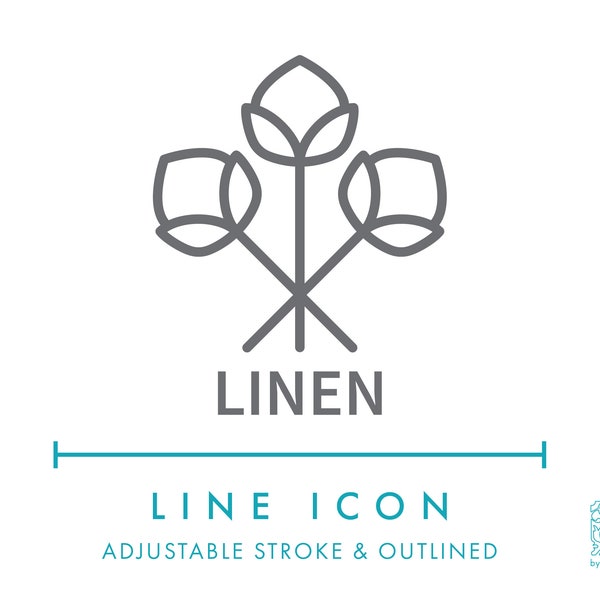 Linen Textile Line Icon SVG, Minimalist Flax Fabric Fiber Clipart PNG, Natural Fiber Textile Clothing & Fashion Apparel Symbol Vector Logo