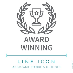 Ícone premiado da linha de pequenas empresas SVG, ícone minimalista premiado da embalagem do produto PNG, símbolo do distintivo do prêmio da Copa do Troféu