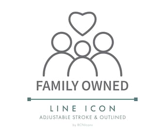 Family Owned Business Line Icon SVG, Minimalist Small Business Packaging Logo PNG, Small Business Handmade Product Vector Symbol