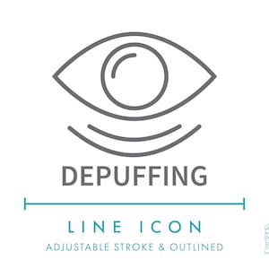 Icono de línea desinflamante SVG, símbolo minimalista de cuidado de la piel reafirmante, icono de envase de cosméticos PNG, símbolo de producto de contorno de ojos natural, icono vectorial