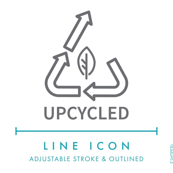 Upcycled Line Icon SVG, Minimalist Eco Friendly Recycled Product Packaging Icon PNG, Sustainable Product Symbol Vector Icon DXF