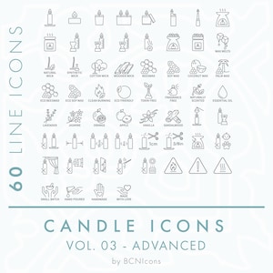 Candle Making Symbols Vol. 03 Advanced Pack Line Icons SVG, Minimalist Candle Packaging Clip Art Bundle png, Wax Tart Melts Vector Icon Set