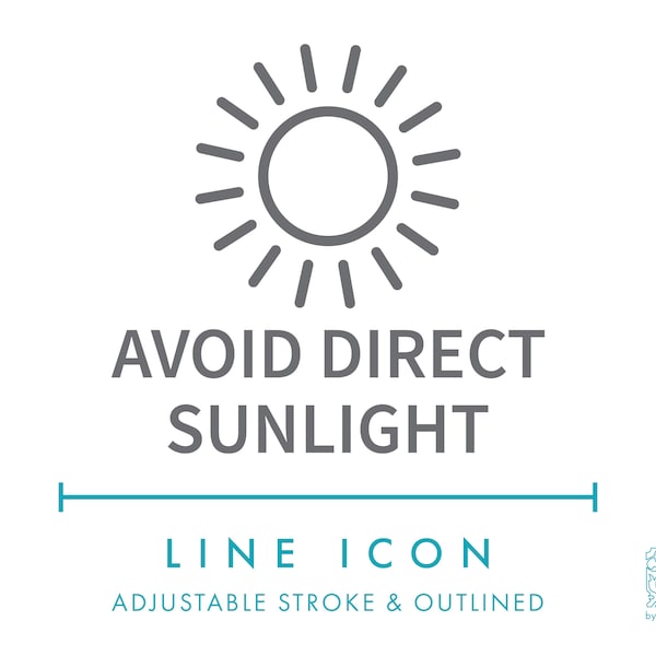 Avoid Direct Sunlight Line Icon SVG, Minimalist Product Packaging Icon PNG, Light Sensitive Product instructions Symbol Vector Icon