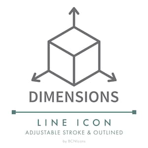 Dimensions Product Line Icon SVG, Size Guide Chart Symbol Sign PNG, Product Sizing Measurements Table, Wall Art Print Size Symbol Vector