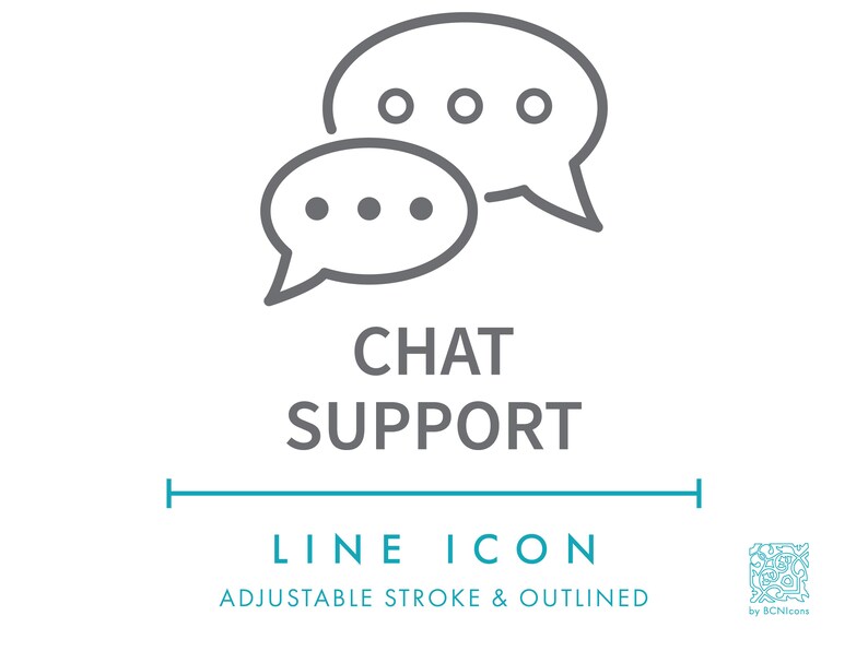 Chat Support Line Icon SVG Minimalist Customer Etsy