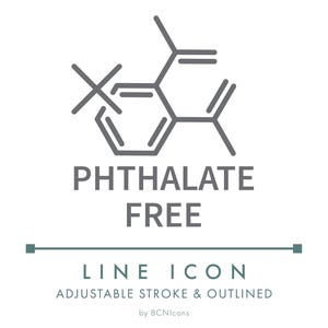 Phthalate Free Line Icon SVG, Minimalist Natural Cosmetics Packaging Logo PNG, Organic Haircare Plant Based Shampoo Product Vector Symbol