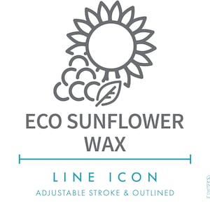 Icona della linea di produzione di candele in cera di girasole ecologica in formato SVG, Clipart di confezioni di candele in cera vegana ecologiche in formato PNG, Simbolo vettoriale di candele in cera di piante naturali