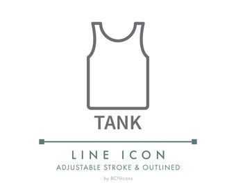Tank T-Shirt Fit Style Clothing Line Icon SVG, Tank Tee Apparel Cut Symbol PNG, Tank Top Style Shirt Clothes Fashion Vector Logo
