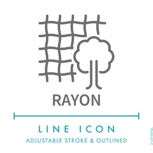 Ícono de línea de fibra de rayón (SVG), ícono minimalista de textil reciclado natural (PNG), símbolo vectorial de categoría de tipo de hilo de composición de tejido vegetal
