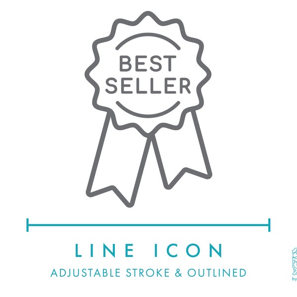 Best Seller Badge Ecommerce Line Icon SVG, Minimalist Shop Bestseller Banner Icon PNG, Most Popular Product Online Store Vector Logo Symbol