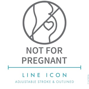 Icono de línea "No apto para embarazadas" SVG, logotipo de envase de seguridad de cosméticos minimalista PNG, símbolo de advertencia de embarazo para productos de belleza naturales